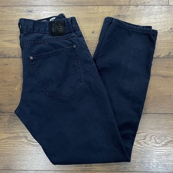 Born Fly Pants Mens 32 Straight Chino Button Fly 5 Pocket Streetwear Blue - Picture 10 of 14